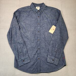 NWT Levi's Denim Chambray Button Down Shirt Men's M Dark Wash Blue Long Sleeve
